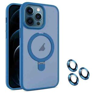 For iPhone 12 Pro Max MagSafe Magnetic Holder Phone Case(Blue)