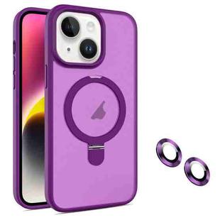 For iPhone 14 MagSafe Magnetic Holder Phone Case(Dark Purple)