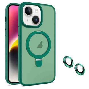 For iPhone 14 Plus MagSafe Magnetic Holder Phone Case(Dark Green)