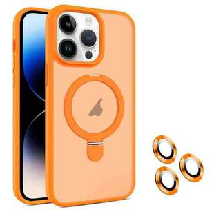 For iPhone 14 Pro MagSafe Magnetic Holder Phone Case(Orange)