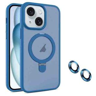 For iPhone 15 Plus MagSafe Magnetic Holder Phone Case(Blue)