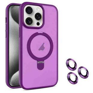 For iPhone 15 Pro MagSafe Magnetic Holder Phone Case(Dark Purple)