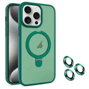 For iPhone 15 Pro MagSafe Magnetic Holder Phone Case(Dark Green)