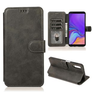For Samsung Galaxy A7(2018) Calf Texture Magnetic Buckle Horizontal Flip Leather Case with Holder & Card Slots & Wallet & Photo Frame(Black)