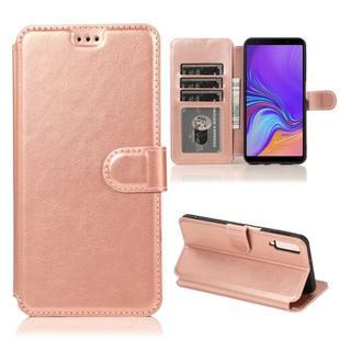 For Samsung Galaxy A7(2018) Calf Texture Magnetic Buckle Horizontal Flip Leather Case with Holder & Card Slots & Wallet & Photo Frame(Rose Gold)