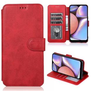 For Samsung Galaxy A10s Calf Texture Magnetic Buckle Horizontal Flip Leather Case with Holder & Card Slots & Wallet & Photo Frame(Red)