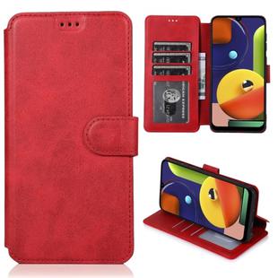 For Samsung Galaxy A50s Calf Texture Magnetic Buckle Horizontal Flip Leather Case with Holder & Card Slots & Wallet & Photo Frame(Red)