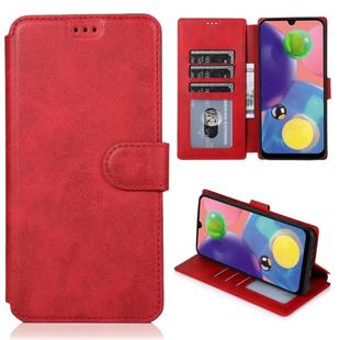 For Samsung Galaxy A70s Calf Texture Magnetic Buckle Horizontal Flip Leather Case with Holder & Card Slots & Wallet & Photo Frame(Red)