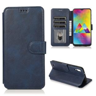 For Samsung Galaxy M10 Calf Texture Magnetic Buckle Horizontal Flip Leather Case with Holder & Card Slots & Wallet & Photo Frame(Blue)