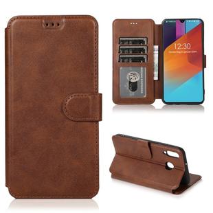 For Samsung Galaxy M30 Calf Texture Magnetic Buckle Horizontal Flip Leather Case with Holder & Card Slots & Wallet & Photo Frame(Coffee)