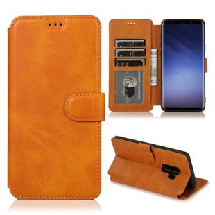 For Samsung Galaxy S9 Calf Texture Magnetic Buckle Horizontal Flip Leather Case with Holder & Card Slots & Wallet & Photo Frame(Khaki)
