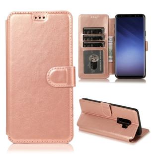 For Samsung Galaxy S9 Calf Texture Magnetic Buckle Horizontal Flip Leather Case with Holder & Card Slots & Wallet & Photo Frame(Rose Gold)