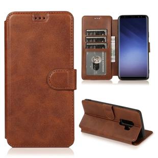 For Samsung Galaxy S9 Plus Calf Texture Magnetic Buckle Horizontal Flip Leather Case with Holder & Card Slots & Wallet & Photo Frame(Coffee)