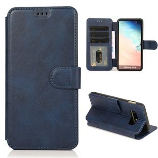 For Samsung Galaxy S10e Calf Texture Magnetic Buckle Horizontal Flip Leather Case with Holder & Card Slots & Wallet & Photo Frame(Blue)