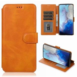 For Samsung Galaxy S20 Calf Texture Magnetic Buckle Horizontal Flip Leather Case with Holder & Card Slots & Wallet & Photo Frame(Khaki)