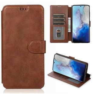 For Samsung Galaxy S20 Calf Texture Magnetic Buckle Horizontal Flip Leather Case with Holder & Card Slots & Wallet & Photo Frame(Coffee)