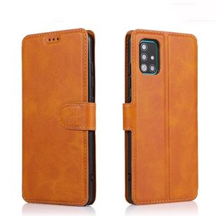 For Samsung Galaxy A51 Calf Texture Magnetic Buckle Horizontal Flip Leather Case with Holder & Card Slots & Wallet & Photo Frame(Khaki)