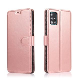 For Samsung Galaxy A51 Calf Texture Magnetic Buckle Horizontal Flip Leather Case with Holder & Card Slots & Wallet & Photo Frame(Rose Gold)