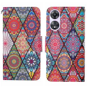 For OPPO A58 4G Colored Drawing Pattern Leather Phone Case(Diamond Totem)