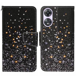 For OPPO A78 4G Colored Drawing Pattern Leather Phone Case(Black Pentagram)