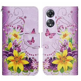 For OPPO A78 4G Colored Drawing Pattern Leather Phone Case(Yellow Flower Butterfly)