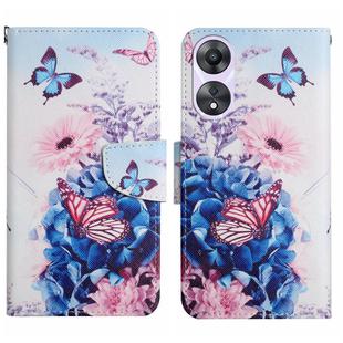 For OPPO A78 4G Colored Drawing Pattern Leather Phone Case(Purple Butterfly)