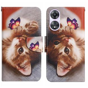For OPPO A78 4G Colored Drawing Pattern Leather Phone Case(Butterfly Cat)