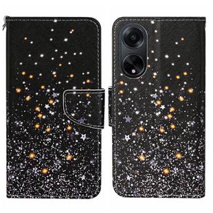 For OPPO A98 Colored Drawing Pattern Leather Phone Case(Black Pentagram)