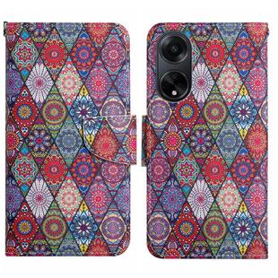 For OPPO A98 Colored Drawing Pattern Leather Phone Case(Diamond Kaleidoscope)