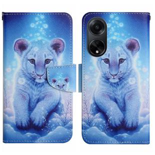 For OPPO A98 Colored Drawing Pattern Leather Phone Case(Little Leopard)