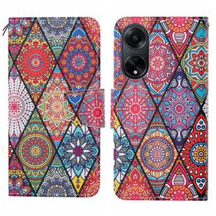 For OPPO A98 Colored Drawing Pattern Leather Phone Case(Diamond Totem)