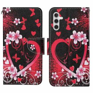 For Samsung Galaxy S24 5G Colored Drawing Pattern Leather Phone Case(Red Heart)