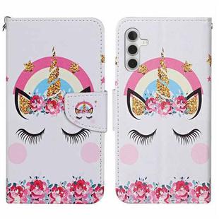 For Samsung Galaxy S24 5G Colored Drawing Pattern Leather Phone Case(Crown Unicorn)