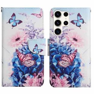 For Samsung Galaxy S24 Ultra 5G Colored Drawing Pattern Leather Phone Case(Purple Butterfly)