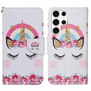 For Samsung Galaxy S24 Ultra 5G Colored Drawing Pattern Leather Phone Case(Crown Unicorn)