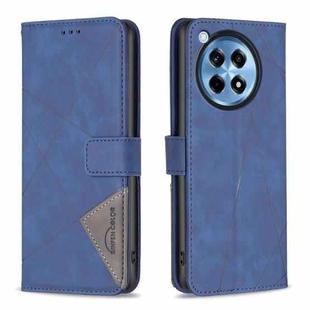 For OnePlus 12R BF05 Magnetic Buckle Rhombus Texture Leather Phone Case(Blue)