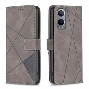 For OnePlus Nord CE4 Lite Global BF05 Magnetic Buckle Rhombus Texture Leather Phone Case(Grey)