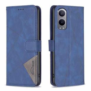 For OnePlus Nord CE4 Lite Global BF05 Magnetic Buckle Rhombus Texture Leather Phone Case(Blue)