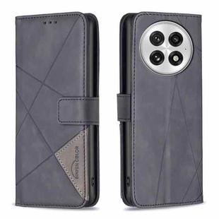 For OnePlus 13 BF05 Magnetic Buckle Rhombus Texture Leather Phone Case(Black)