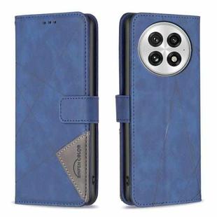 For OnePlus 13 BF05 Magnetic Buckle Rhombus Texture Leather Phone Case(Blue)