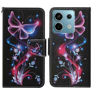 For Xiaomi Redmi Note 13 Pro 5G Colored Drawing Pattern Leather Phone Case(Fluorescent Butterfly)