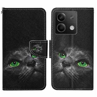 For Xiaomi Redmi Note 13 Colored Drawing Pattern Leather Phone Case(Black Cat)