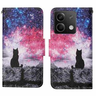 For Xiaomi Redmi Note 13 Colored Drawing Pattern Leather Phone Case(Star Sky Cat)