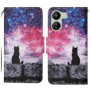 For Xiaomi Redmi 13C Colored Drawing Pattern Leather Phone Case(Star Sky Cat)