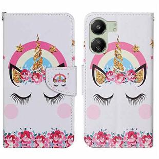 For Xiaomi Redmi 13C Colored Drawing Pattern Leather Phone Case(Crown Unicorn)