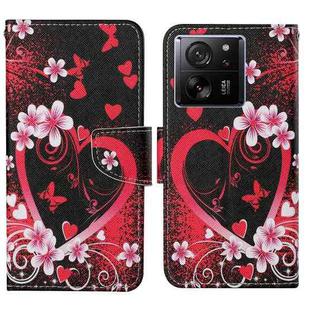 For Xiaomi Redmi 13T Colored Drawing Pattern Leather Phone Case(Red Heart)