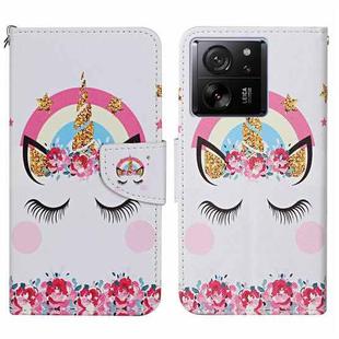 For Xiaomi Redmi 13T Colored Drawing Pattern Leather Phone Case(Crown Unicorn)