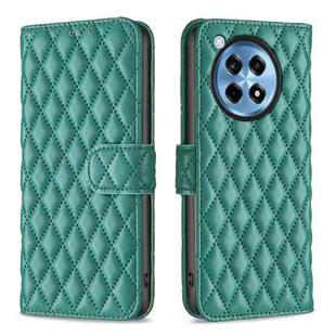 For OnePlus 12R Diamond Lattice Wallet Flip Leather Phone Case(Green)