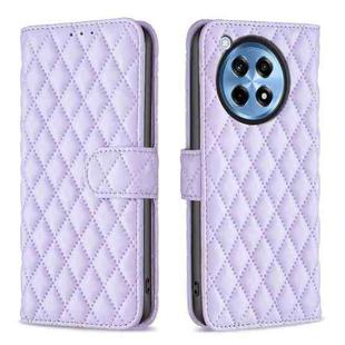For OnePlus 12R Diamond Lattice Wallet Flip Leather Phone Case(Purple)