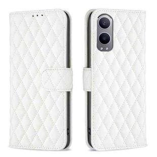 For OnePlus Nord CE4 Lite Global Diamond Lattice Wallet Flip Leather Phone Case(White)